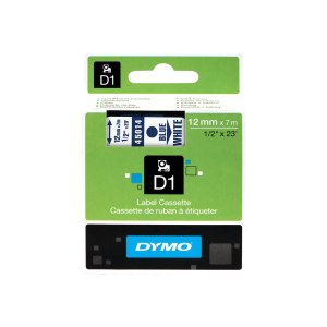 Dymo D1 Schriftband 12 mm x 7 m blau auf weiß 45014...