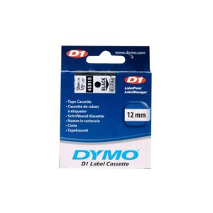 Dymo D1 - Selbstklebend - Schwarz auf Transparent - Rolle (1,2 cm x 7 m)