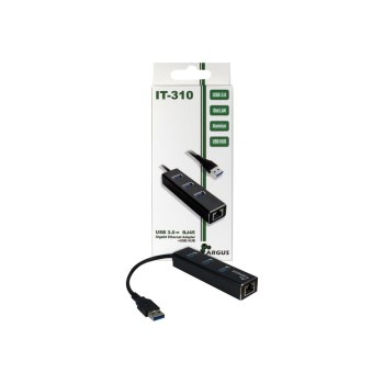 Inter-Tech Argus IT-310 - Hub - 3 x SuperSpeed USB 3.0 + 1 x 10/100/1000