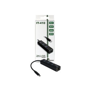 Inter-Tech Argus IT-410 - Hub - 3 x SuperSpeed USB 3.0 + 1 x 10/100/1000