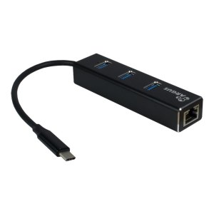 Inter-Tech Argus IT-410 - Hub - 3 x SuperSpeed USB 3.0 + 1 x 10/100/1000