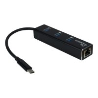 Inter-Tech Argus IT-410 - Hub - 3 x SuperSpeed USB 3.0 + 1 x 10/100/1000