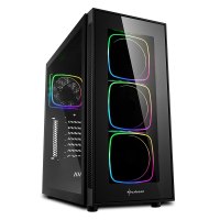 Sharkoon TG6 RGB - Tower - ATX - Seitenteil mit Fenster (gehärtetes Glas) - keine Spannungsversorgung - Schwarz - USB/Audio