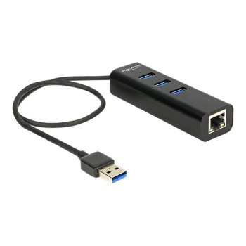 Delock USB 3.0 Hub 3 Port + 1 Port Gigabit LAN 10/100/1000 Mb/s