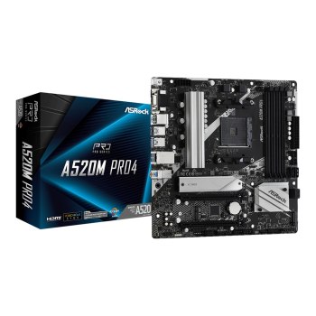 ASRock A520M Pro4 - Motherboard - micro ATX - Socket AM4 - AMD A520 Chipsatz - USB-C Gen1, USB 3.2 Gen 1 - Gigabit LAN - Onboard-Grafik (CPU erforderlich)