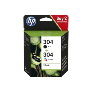 HP 304 - 2er-Pack - Farbe (Cyan, Magenta, Gelb), pigmentiertes Schwarz