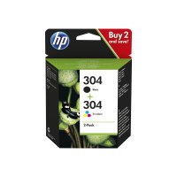 HP 304 - 2er-Pack - Farbe (Cyan, Magenta, Gelb), pigmentiertes Schwarz