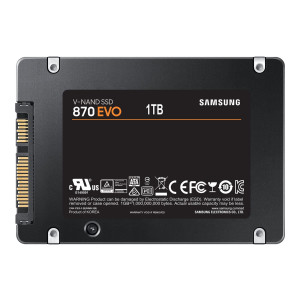 Samsung MZ-77E1T0B 870 EVO SSD, 1 TB, 2.5", SATA3, 6 Gbps, 3D V-NAND, 560/550 MB/s, 512MB DDR4 - Disco a stato solido - Serial ATA