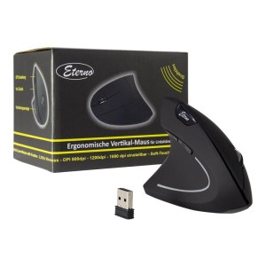 Inter-Tech Eterno KM-206L - Vertikale Maus - ergonomisch - Für Linkshänder - 6 Tasten - kabellos - 2.4 GHz - kabelloser Empfänger (USB)