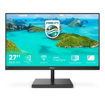 Philips E-line 275E1S - LED-Monitor - 68.6 cm (27") - 2560 x 1440 QHD @ 75 Hz - IPS - 250 cd/m² - 1000:1 - 4 ms - HDMI, VGA, DisplayPort - Textured Black