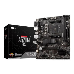 MSI A520M PRO - AMD - Socket AM4 - AMD Ryzen 3 3rd Gen - 3rd Generation AMD Ryzen 5 - 3rd Generation AMD Ryzen 7 - 3rd Generation AMD... - DDR4-SDRAM - DIMM - 1866,2133,2400,2667,2800,2933,3000,3066,3200,3466,3600,3733,3866,4000,4133,4266,4400,4466 MHz