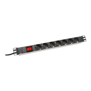 DIGITUS aluminum outlet strip with switch, 7 safety...