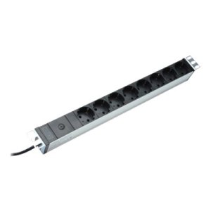 DIGITUS aluminum outlet strip with pre-fuse, 8 safety...