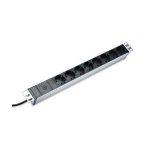 DIGITUS aluminum outlet strip with pre-fuse, 8 safety...