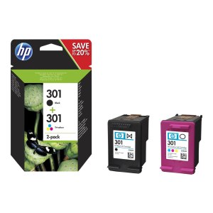 HP 301 2-pack Black/Tri-color Original Ink Cartridges - Standard Yield - Pigment-based ink - Dye-based ink - 3 ml - 3 ml - 2 pc(s)