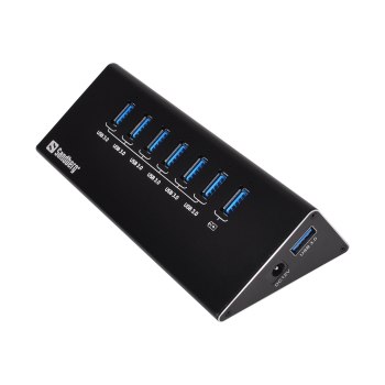 SANDBERG USB 3.0 Hub 6+1 ports - USB 3.2 Gen 1 (3.1 Gen 1) Micro-B - USB 3.2 Gen 1 (3.1 Gen 1) Type-A - 5000 Mbit/s - Nero - 0,7 m - RoHS compliance