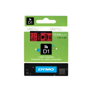 Dymo D1 Schriftband 12 mm x 7 m schwarz auf rot 45017 -...