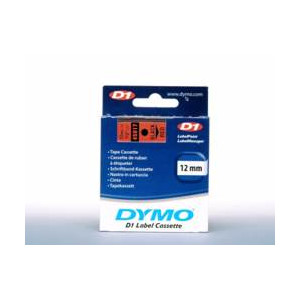 Dymo D1 - Entfernbarer Klebstoff - schwarz auf rot - Rolle (1,2 cm x 7 m)