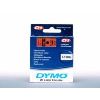 Dymo D1 - Entfernbarer Klebstoff - schwarz auf rot - Rolle (1,2 cm x 7 m)