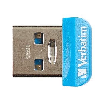 Verbatim Store n Stay NANO - Memoria USB 3.0 da 16 GB - Blu - 16 GB - USB tipo A - 2.0 - Cuffia - Blu