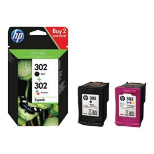 HP 302 Combo Pack - 2-pack - black, colour (cyan, magenta, yellow)