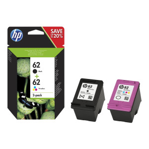 HP 62 2-pack Black/Tri-color Original Ink Cartridges - High (XL) Yield - Pigment-based ink - Dye-based ink - 200 pages - 2 pc(s) - Multi pack