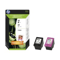 HP 62 2-pack Black/Tri-color Original Ink Cartridges - High (XL) Yield - Pigment-based ink - Dye-based ink - 200 pages - 2 pc(s) - Multi pack