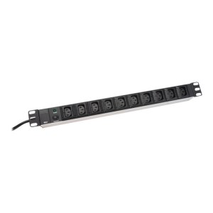 DIGITUS aluminum outlet strip, 10 outlets, 2 m supply IEC C14 plug