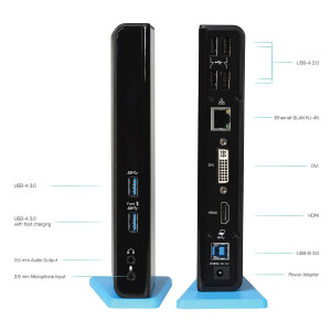 i-Tec USB 3.0 Dual Docking Station - Dockingstation - USB - DVI, HDMI - GigE