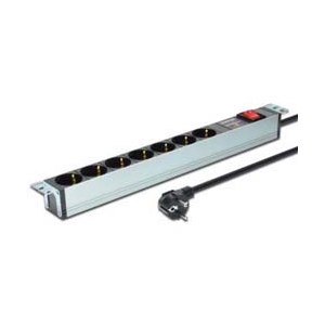 DIGITUS aluminum outlet strip with switch, 7 safety...