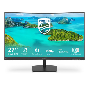 Philips E-line 271E1SCA - LED-Monitor - gebogen - 68.6 cm (27") - 1920 x 1080 Full HD (1080p) @ 75 Hz - VA - 250 cd/m² - 3000:1 - 4 ms - HDMI, VGA - Lautsprecher - Textured Black