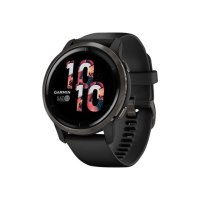 Garmin Venu 2 - 45 mm - schwarz - Sportuhr mit Band - Silikon - schwarz - Handgelenkgröße: 135-200 mm - Anzeige 3.3 cm (1.3")