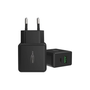 Ansmann HC218PD - Netzteil - 18 Watt - 3000 mA - PD, QC 3.0 - 2 Ausgabeanschlussstellen (USB, 24 pin USB-C)