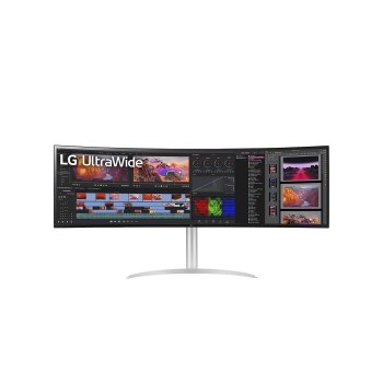 LG 49WQ95X-W - LED-Monitor - gebogen - 124.46 cm (49") - 5120 x 1440 UltraWide Dual QHD @ 144 Hz - Nano IPS - 400 cd/m² - 1000:1 - DisplayHDR 400 - 5 ms - 2xHDMI, DisplayPort, USB-C - Lautsprecher