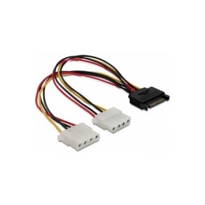 Delock SATA 15pin > 2x 4pin Molex female 20cm -...