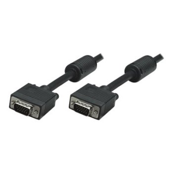 Manhattan VGA Monitor Cable (with Ferrite Cores), 1.8m, Black, Male to Male, HD15, Cable of higher SVGA Specification (fully compatible)