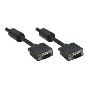 Manhattan VGA Monitor Cable (with Ferrite Cores), 1.8m, Black, Male to Male, HD15, Cable of higher SVGA Specification (fully compatible)