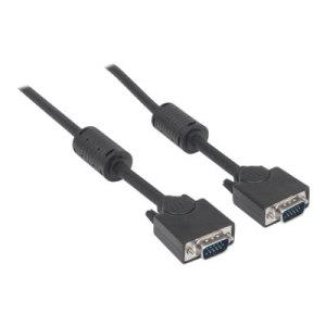 Manhattan VGA Monitor Cable (with Ferrite Cores), 3m, Black, Male to Male, HD15, Cable of higher SVGA Specification (fully compatible)