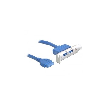 Delock USB 3.0 19-pin - 2 x USB 3.0-A - 0,4 m - USB A - USB 3.2 Gen 1 (3.1 Gen 1) - Maschio/Femmina - 5000 Mbit/s - Blu