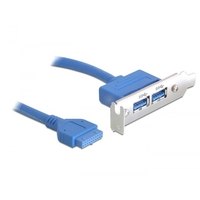 Delock USB 3.0 19-pin - 2 x USB 3.0-A - 0,4 m - USB A - USB 3.2 Gen 1 (3.1 Gen 1) - Maschio/Femmina - 5000 Mbit/s - Blu