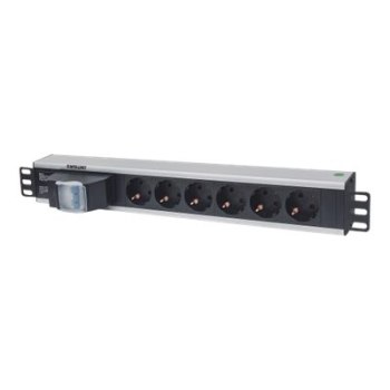 Intellinet 19" 1.5U Rackmount 6-Way Power Strip - German Type", With Double Air Switch, No Surge Protection, 1.6m Power Cord - Stromverteilungseinheit (Rack - einbaufähig) - Ausgangsanschlüsse: 6 - 1.5U - 48.3 cm (19")