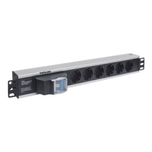 Intellinet 19" 1.5U Rackmount 6-Way Power Strip - German Type", With Double Air Switch, No Surge Protection, 1.6m Power Cord - Stromverteilungseinheit (Rack - einbaufähig) - Ausgangsanschlüsse: 6 - 1.5U - 48.3 cm (19")