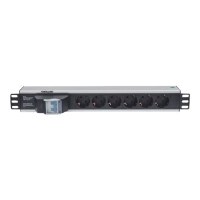 Intellinet 19" 1.5U Rackmount 6-Way Power Strip - German Type", With Double Air Switch, No Surge Protection, 1.6m Power Cord - Stromverteilungseinheit (Rack - einbaufähig) - Ausgangsanschlüsse: 6 - 1.5U - 48.3 cm (19")