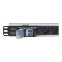 Intellinet 19" 1.5U Rackmount 6-Way Power Strip - German Type", With Double Air Switch, No Surge Protection, 1.6m Power Cord - Stromverteilungseinheit (Rack - einbaufähig) - Ausgangsanschlüsse: 6 - 1.5U - 48.3 cm (19")