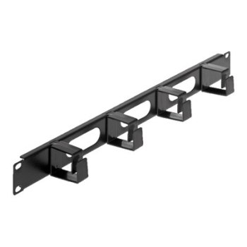 Intellinet 19" Cable Management Panel 1U - Pannello di gestione del cavo - Nero - Plastica - Acciaio - 1U - 48,3 cm (19") - 483 mm