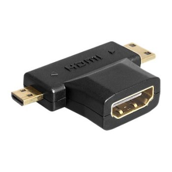 Delock HDMI Splitter - HDMI weiblich zu 19 pin mini HDMI Type C, 19 pin micro HDMI Type D männlich