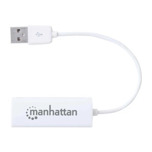 Manhattan USB-A Fast Ethernet Adapter, 10/100 Mbps Network, 480 Mbps (USB 2.0), Hi-Speed USB, RJ45, White, Three Year Warranty, Blister