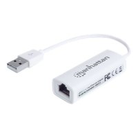 Manhattan USB-A Fast Ethernet Adapter, 10/100 Mbps Network, 480 Mbps (USB 2.0), Hi-Speed USB, RJ45, White, Three Year Warranty, Blister