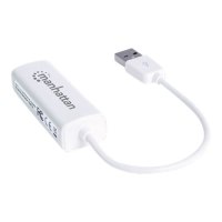 Manhattan USB-A Fast Ethernet Adapter, 10/100 Mbps Network, 480 Mbps (USB 2.0), Hi-Speed USB, RJ45, White, Three Year Warranty, Blister