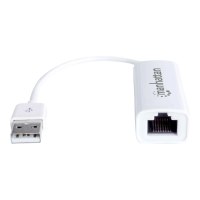 Manhattan USB-A Fast Ethernet Adapter, 10/100 Mbps Network, 480 Mbps (USB 2.0), Hi-Speed USB, RJ45, White, Three Year Warranty, Blister